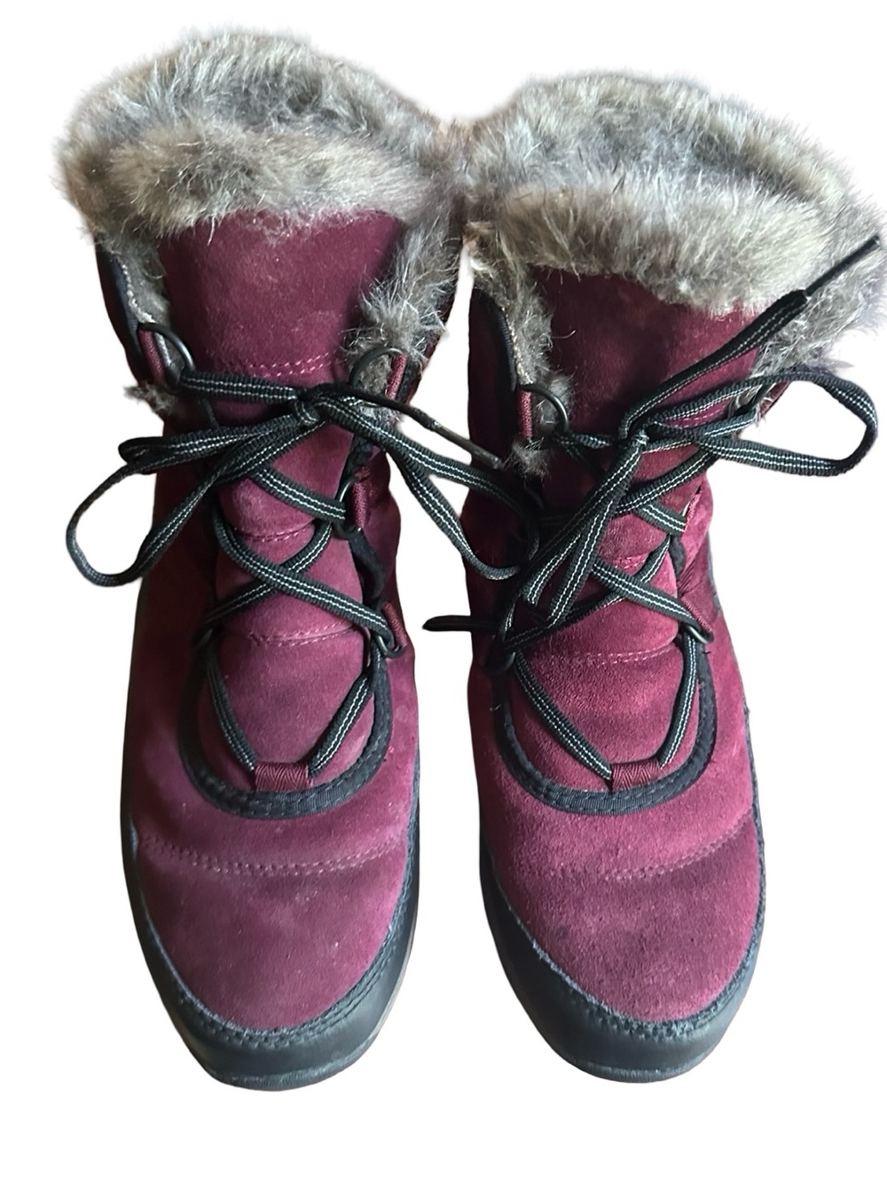Sorel Tivoli Waterproof Faux Fur Lined Maroon Leather Boots 7.5 - Picture 3 of 8